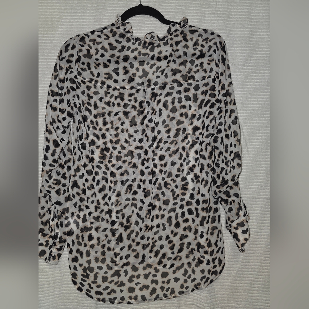 Express Black and White Sheer Chiffon Print Blouse